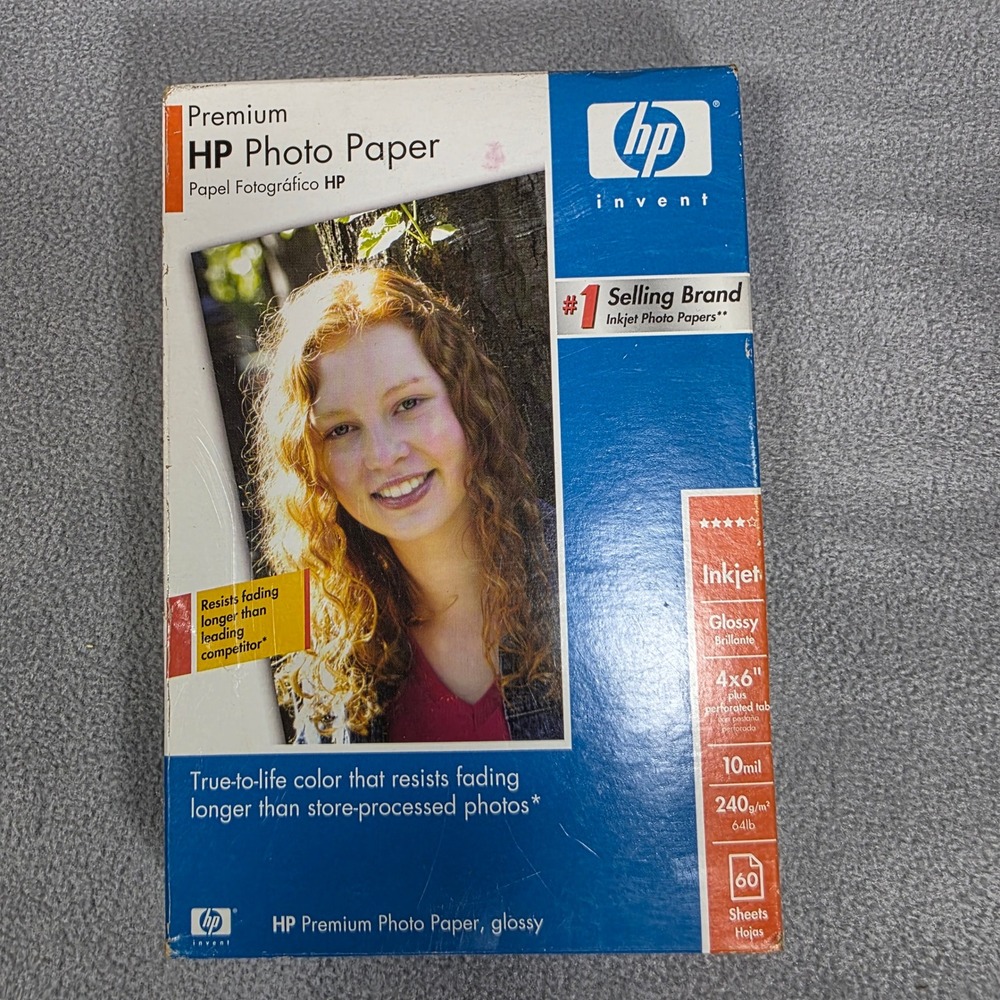 HP Photo Paper Unisex 4x6 Glossy Q1989A Premium 60 Sheets